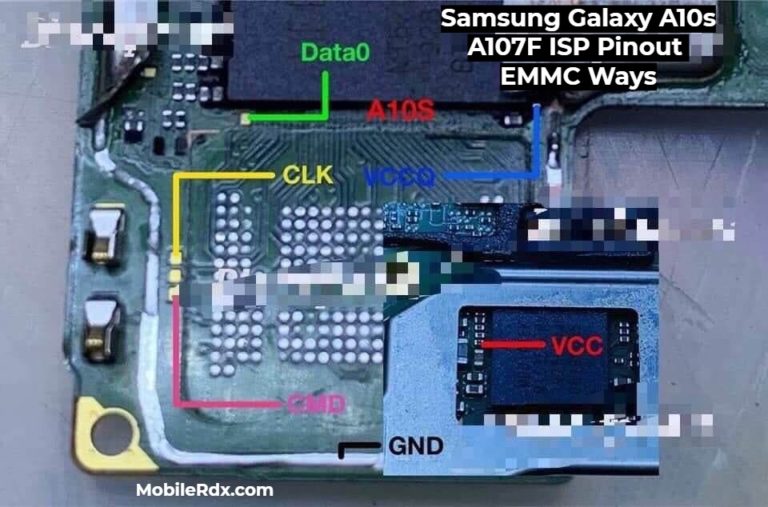 Samsung Galaxy A10s A107F ISP Pinout EMMC Ways