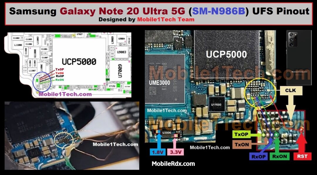 Samsung Galaxy Note 20 Ultra 5G UFS ISP Pinout Test Point