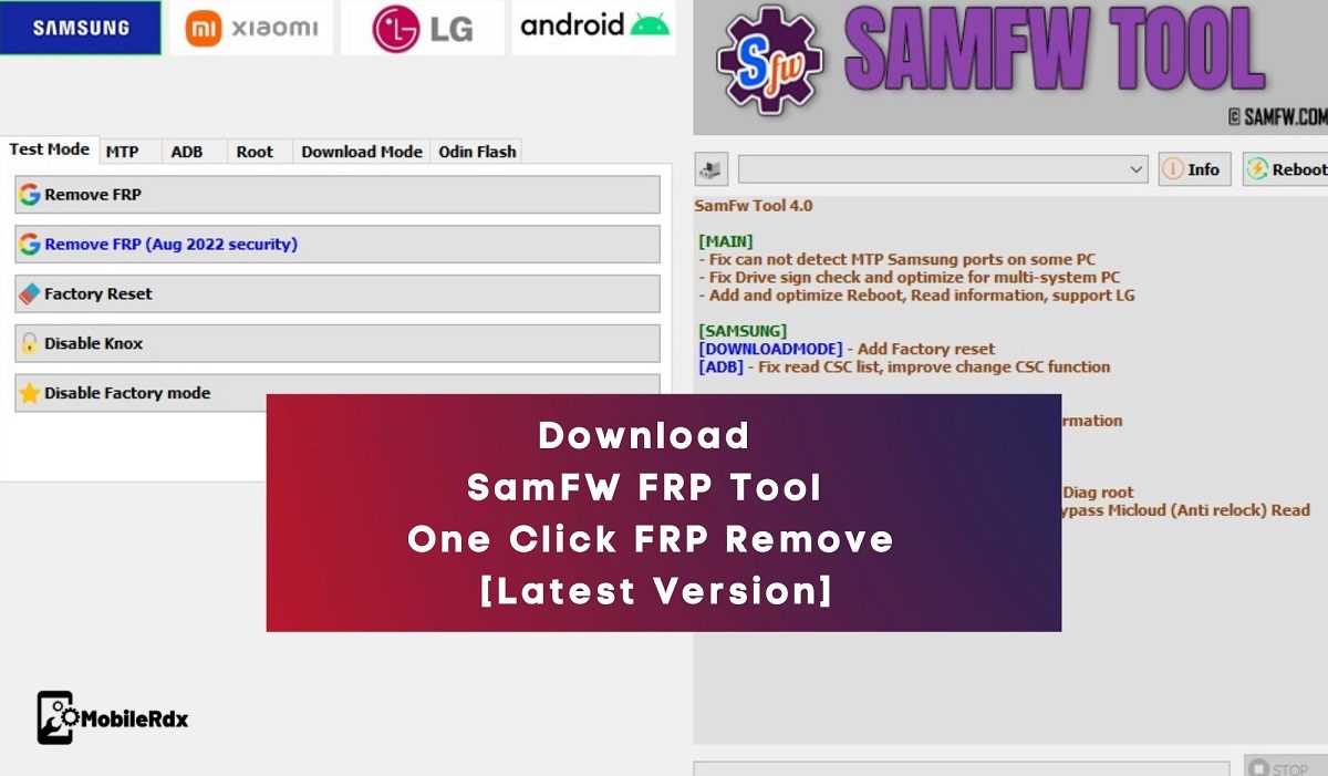 SamFw FRP Tool Download 2023, 1 Click Samsung Frp Bypass Android 12 2023