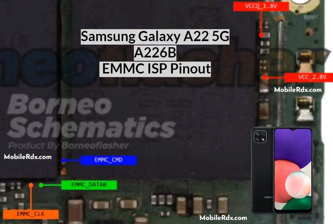 Samsung Galaxy A G A B EMMC ISP Pinout Test Point Image