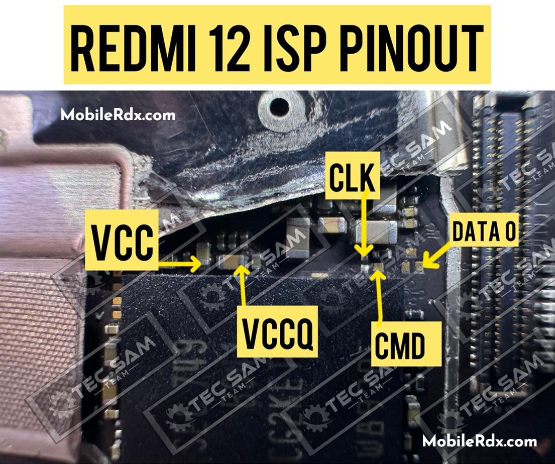 Xiaomi Redmi 12 EMMC ISP PinOUT | Test point