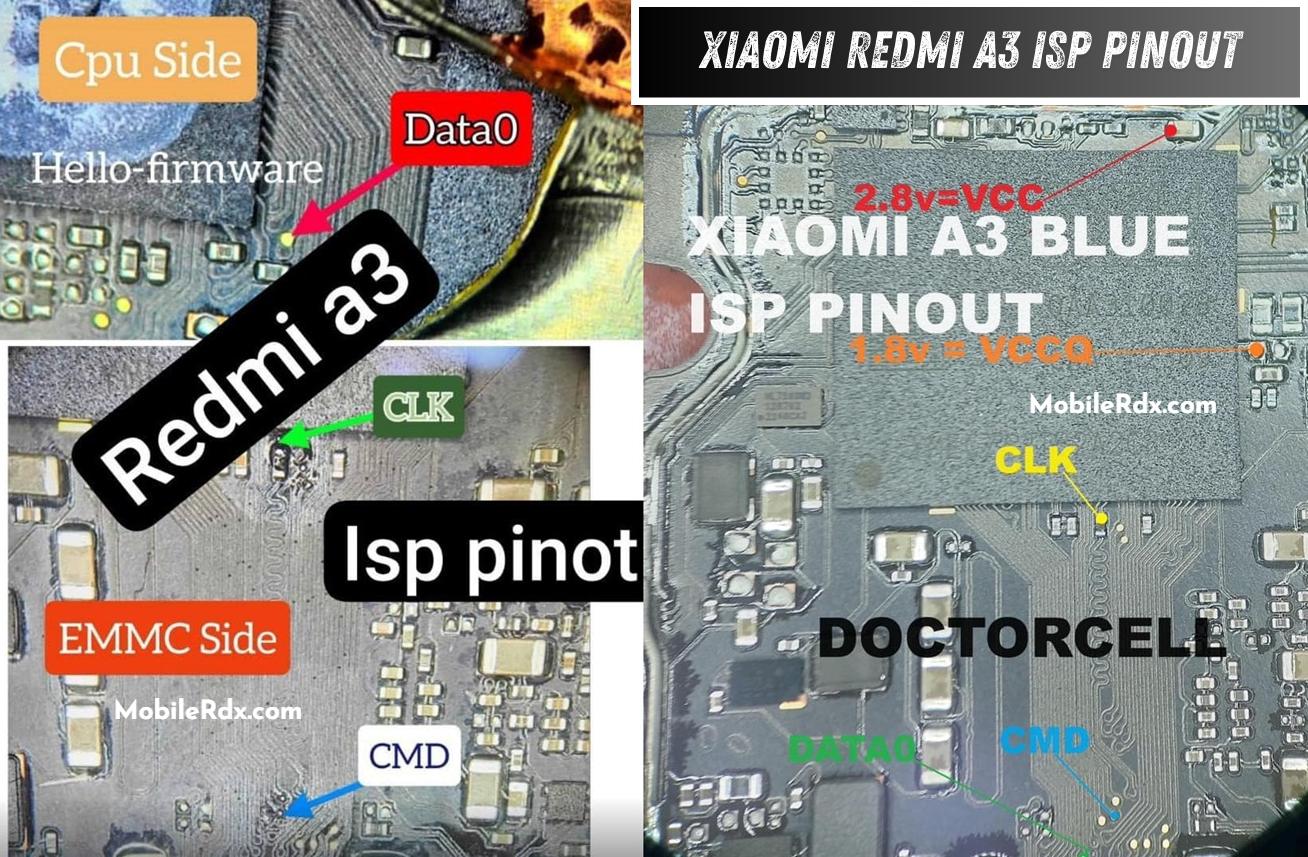 Xiaomi Redmi A3 EMMC ISP PinOUT | Test point